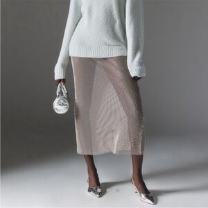 {{uo}} Mesh Fishnet Diamanté Skirt